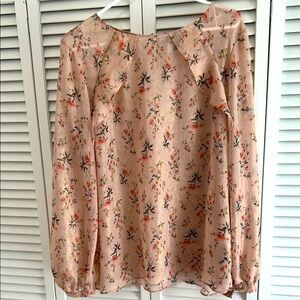 Worthington XL Sheer Floral Blouse with Ruffle Detail